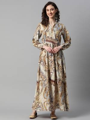 rayon paisley print a-line dress 1