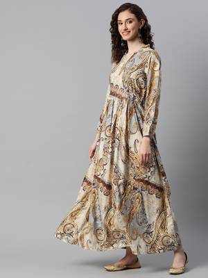 rayon paisley print a-line dress 2