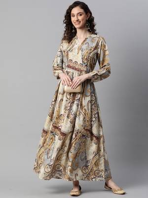 rayon paisley print a-line dress 5