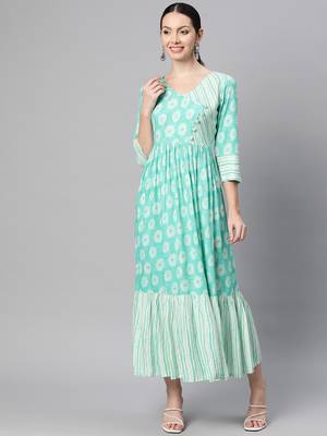 rayon floral print flared dress 1
