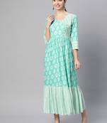 Indibelle rayon floral print flared dress