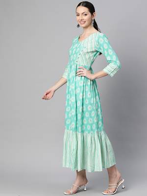 rayon floral print flared dress 2