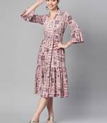 Indibelle rayon purple abstract print dress