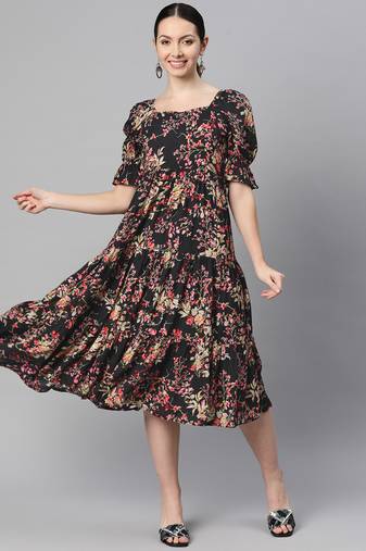 Indibelle rayon floral print dress