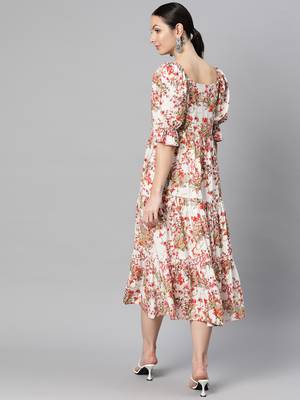 rayon white floral print dress 3
