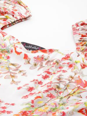 rayon white floral print dress 4