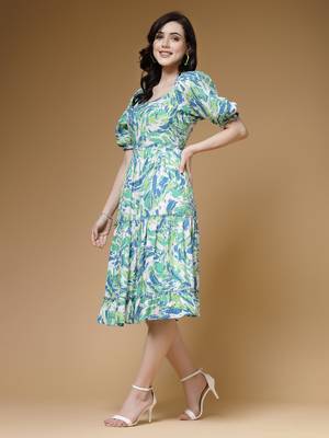 multi abstract print rayon flared dress 2