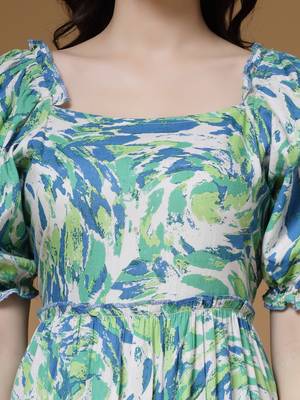 multi abstract print rayon flared dress 4
