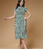 geomatric print rayon flared dress