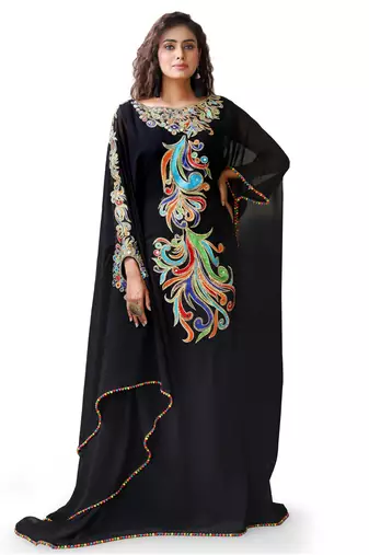 Multicolor embroidery designer islamic takchita kaftan