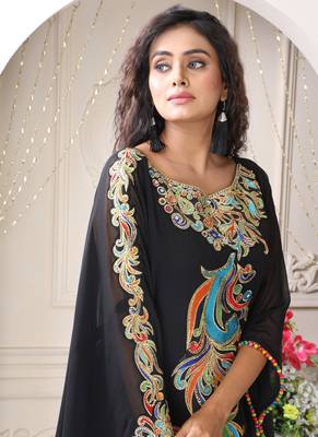 Multicolor embroidery designer islamic takchita kaftan 3