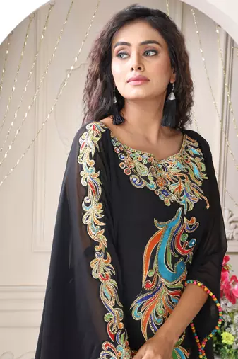 Multicolor embroidery designer islamic takchita kaftan