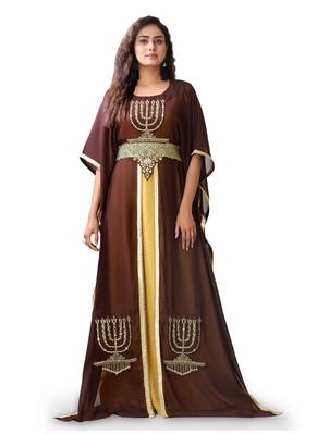 Brown and Gold Wedding Kaftan for Women 2