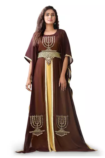 Brown and Gold Wedding Kaftan for Women