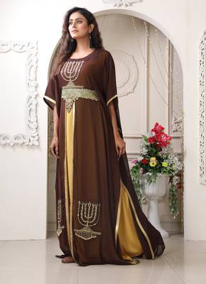 Brown and Gold Wedding Kaftan for Women 1