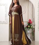 Brown and Gold Wedding Kaftan for Women