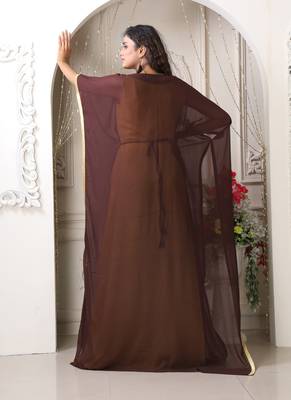Brown and Gold Wedding Kaftan for Women 4