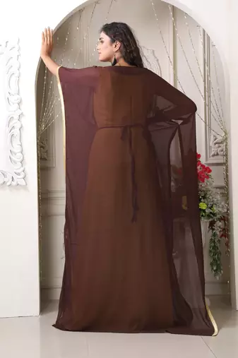 Brown and Gold Wedding Kaftan for Women