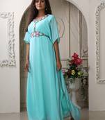 Womens designer flower work islamic wedding takchita hand beaded kaftan
