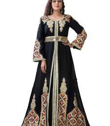 Black moroccan designer embroidery maxi long luxury kaftan