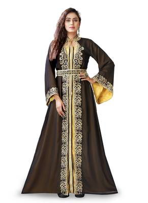 Brown Georgette Stone Work Kaftan 2