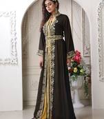 Brown Georgette Stone Work Kaftan