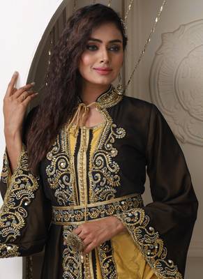Brown Georgette Stone Work Kaftan 3