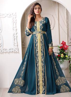 Arabic bottle green wedding designer moroccan kaftan 1