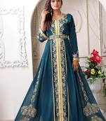 Arabic bottle green wedding designer moroccan kaftan