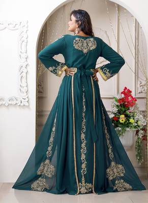 Arabic bottle green wedding designer moroccan kaftan 2