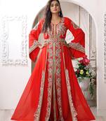 Designer hand beaded long sleeve moroccan party wedding kaftan