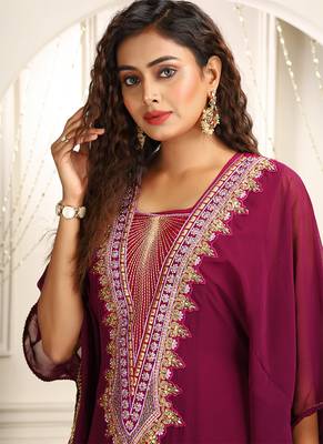 Violet designer islamic takchita kaftan embroidery casual kaftan 2