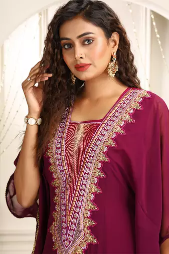 Violet designer islamic takchita kaftan embroidery casual kaftan