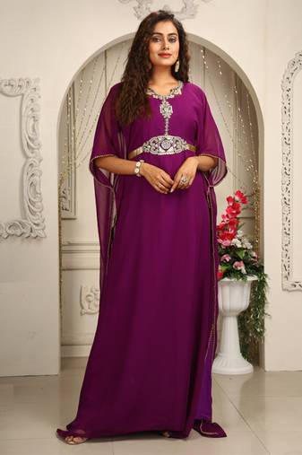 Purple designer arabic takchita kaftan