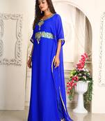Women blue designer embroidery islamic kaftan