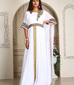 White moroccan embroidery kaftan for women dubai kaftan