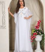 White good looking designer kaftan wedding islamic kaftan