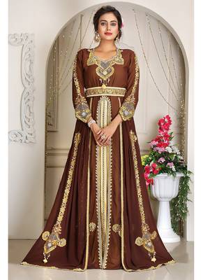 Brown elegant designer kaftan moroccon islamic bridal caftans 1