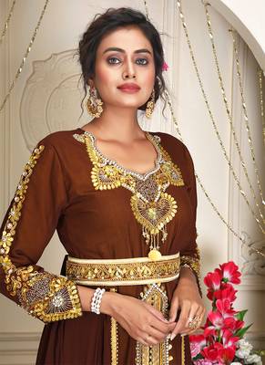 Brown elegant designer kaftan moroccon islamic bridal caftans 3