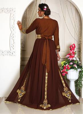 Brown elegant designer kaftan moroccon islamic bridal caftans 4