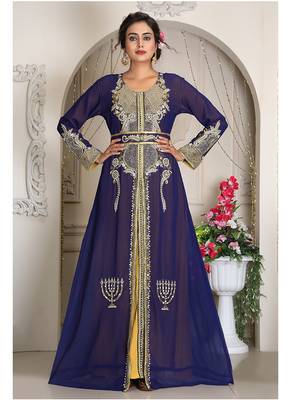 Dark blue israeli takchita party wear kaftan moroccan caftan women 1