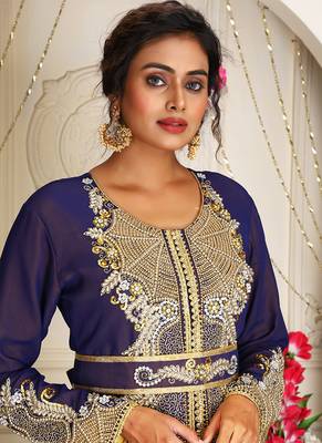 Dark blue israeli takchita party wear kaftan moroccan caftan women 3