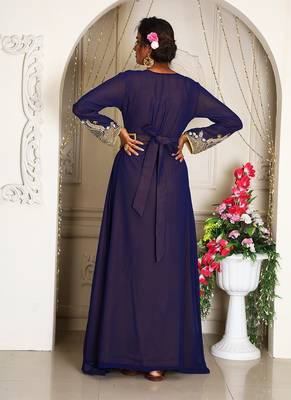 Dark blue israeli takchita party wear kaftan moroccan caftan women 4