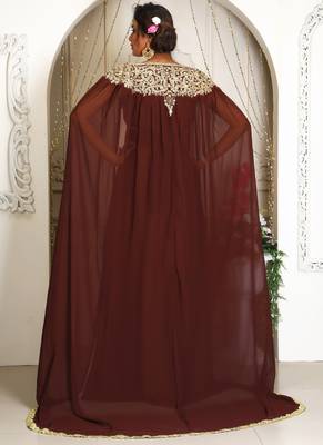 Brown Georgette Stone Work Kaftan 4