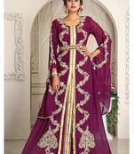 Violet designer hand beaded moroccan party wedding kaftan