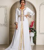 Light grey takchita evening party wear dubai kaftan for women