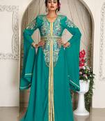 Seagreen takchita kaftan beautiful work modest party wear kaftan