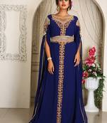 Royal Blue Georgette Stone Work Kaftan