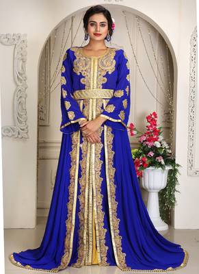 Royal blue israeli kaftan wedding dress african style georgette caftan 1
