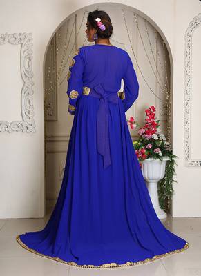 Royal blue israeli kaftan wedding dress african style georgette caftan 4
